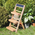 Подставка для цветов и декора напольная 3 полки из массива сосны Флорэль, деревянная этажерка для цветов на подоконник в стиле рустик, коричневая