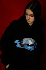 Худи Нетак Оверсайз с начесом Закат Венеры Черный