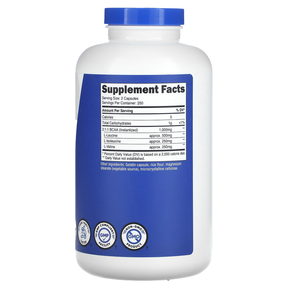 Nutricost, Performance, BCAA, 1000 мг, 500 капсул (500 мг в 1 капсуле)