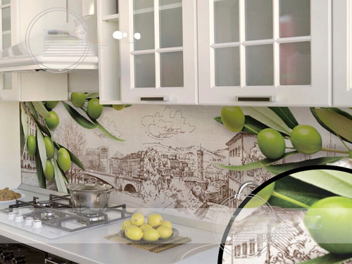 Кухонный фартук Итальянская олива (Ф-150) 2000х600 мм