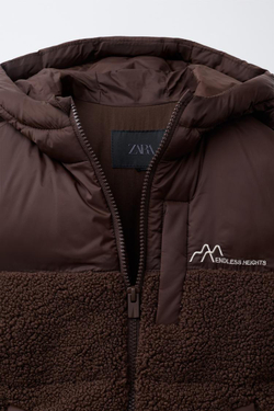 ZARA КУРТКА ИЗ ИСКУССТВЕННОЙ ОВЧИНЫ, ШОКОЛАДНЫЙ