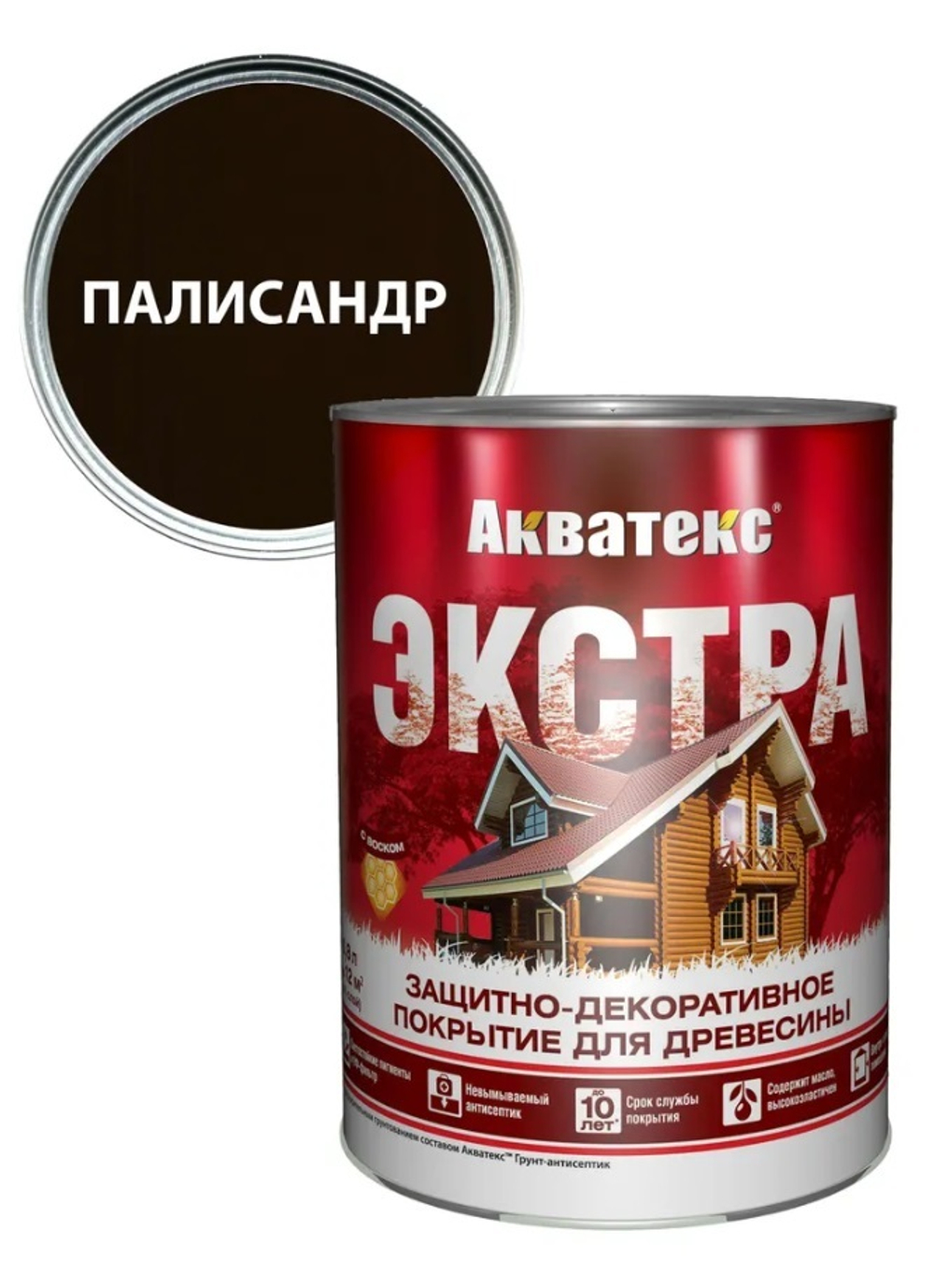 Защитно-декоративное покрытие для дерева АКВАТЕКС ЭКСТРА, палисандр, 0.8 л