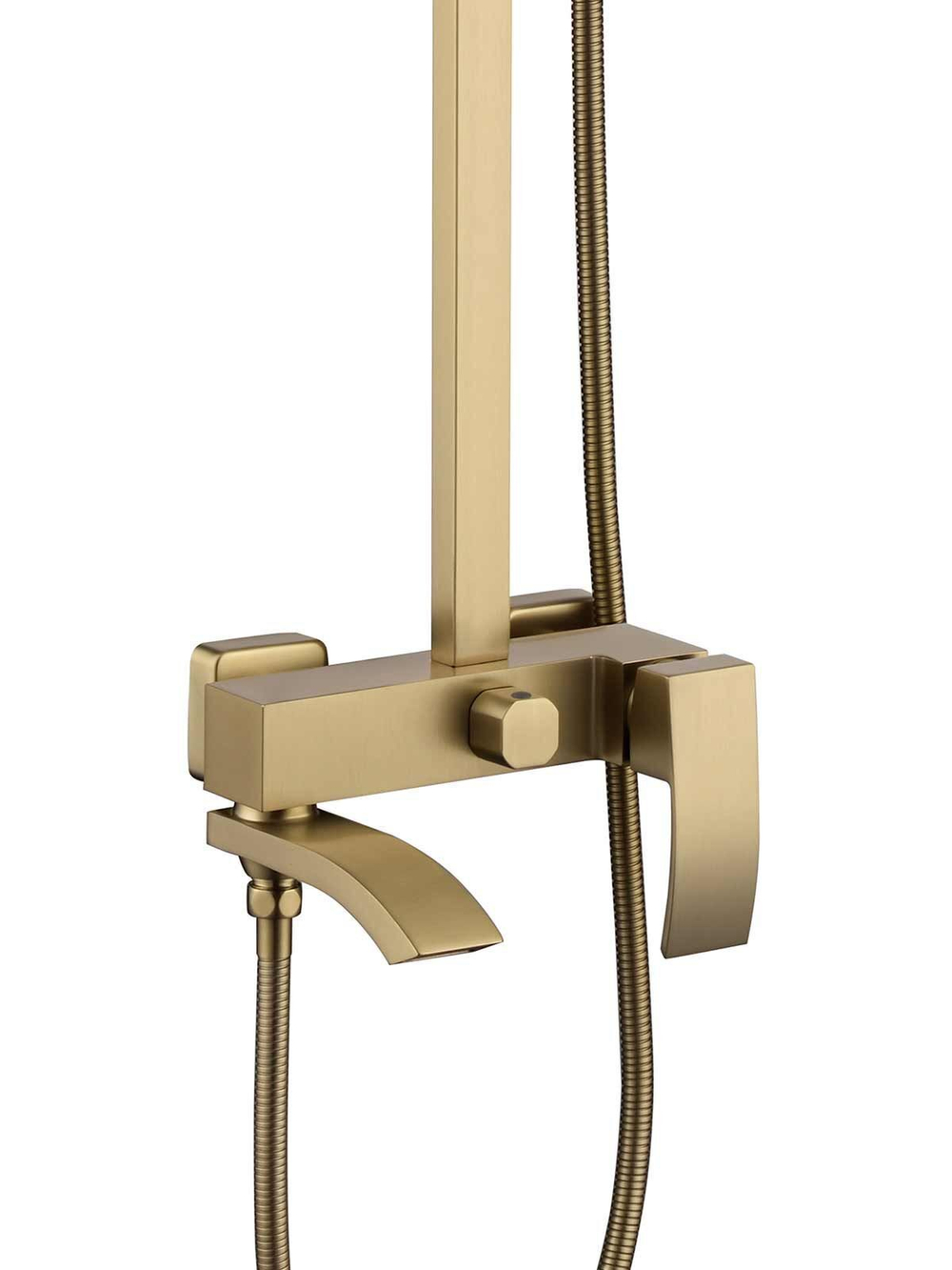 Душевая система "Groсenberg" со смесителем и верхним тропическим душем (матовое золото)