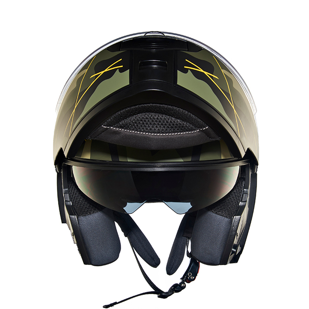 Шлем интеграл Royal Enfield, цвет - камуфляж-оливковый матовый, размер - XL (620 мм), арт. RRGHEP000589 (HESS22015MATT BLACK & OLIVE)