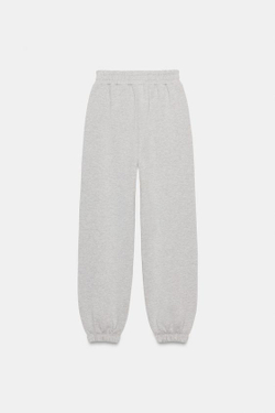 ZARA БРЮКИ-ДЖОГГЕРЫ ИЗ БЛЕСТЯЩЕЙ ТКАНИ, СЕРЫЙ МЕЛАНЖ