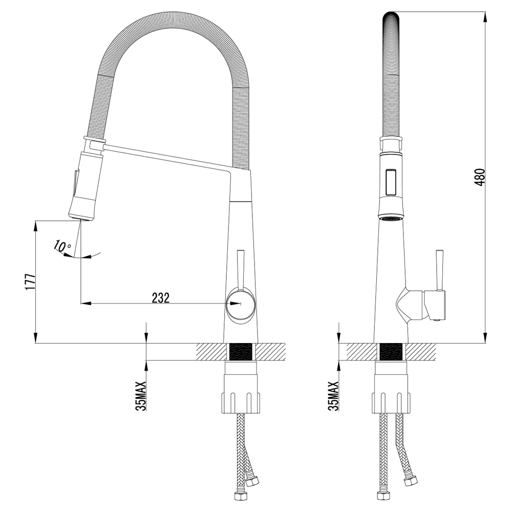 LM6002C Соул Смеситель для кухни с вытяжным изливом, шланг 56 см (к/к 4)