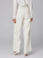 Женские кожаные брюки белые прямого кроя