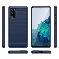 Темно синий защитный чехол в стиле карбон на Samsung Galaxy S20 FE (Fan Edition), серия Carbon от Caseport