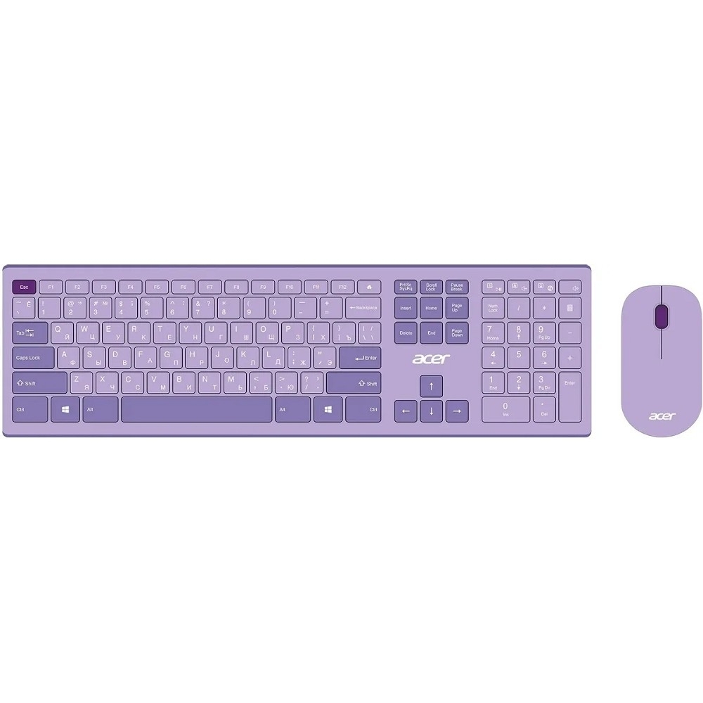 Комплект (клавиатура + мышь) Acer OCC205 [ZL.ACCEE.00D] Комплект (клавиатура+мышь) клав:фиолетовый мышь:фиолетовый USB беспроводная slim