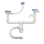 Сифон для мойки, бутыл, 3" 1/2, 40х40/50, перелив., пер прям, двойн с отвод,с гофр, Orio, А-40092