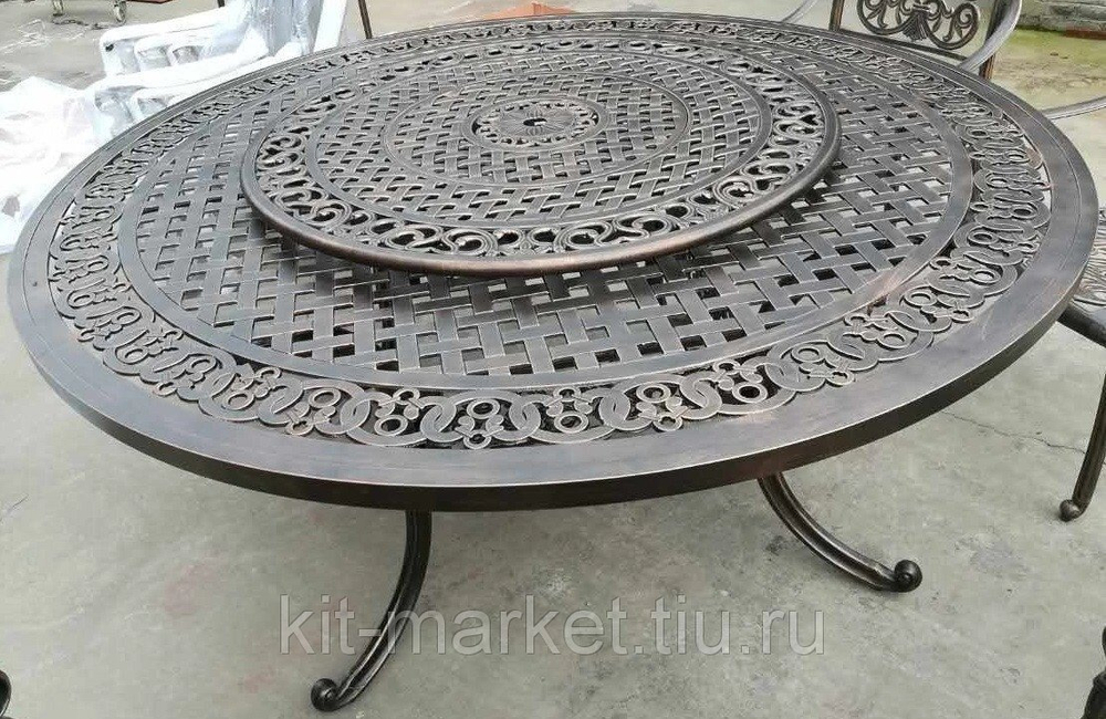 Металлическая обеденная группа из литого алюминия, бежевый