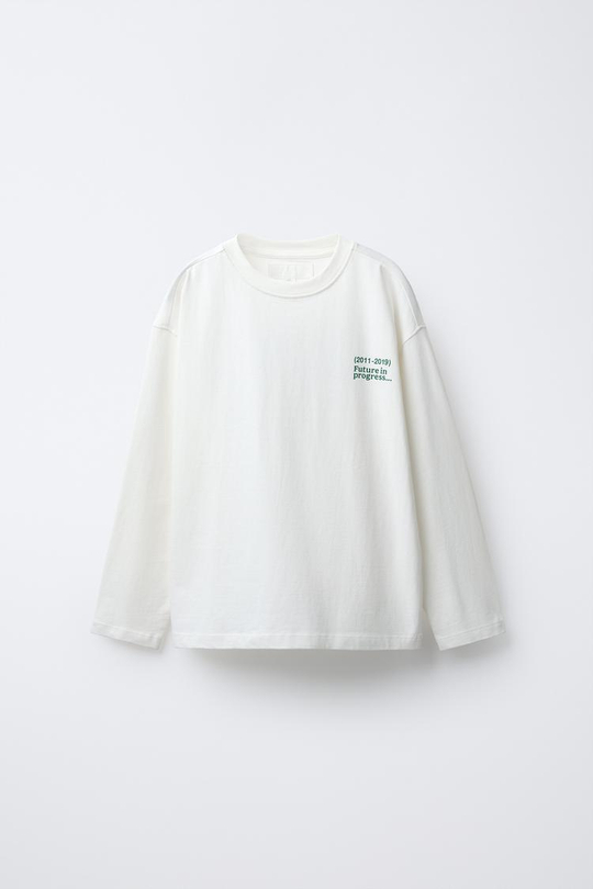 ZARA ФУТБОЛКА С ТЕКСТОВЫМ ПРИНТОМ, БЕЛЫЙ