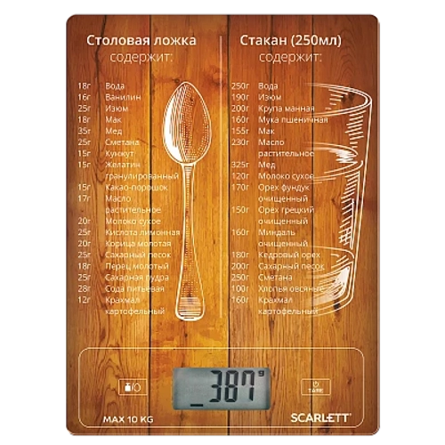Весы кухонные SCARLETT SC-KS 57 P19 меры и веса