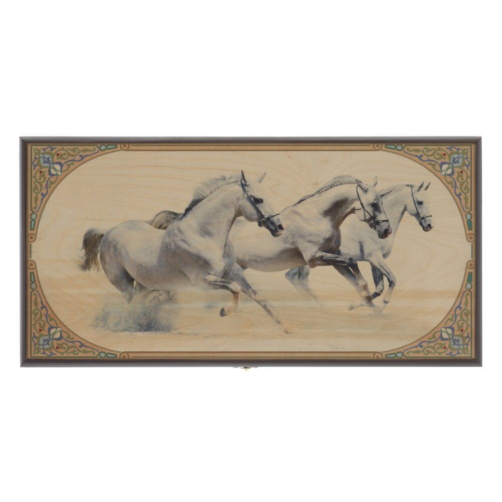 GAEM Игра настольная 2 в 1 ( шашки, нарды) "Белые лошади", L50 W25 H3 см