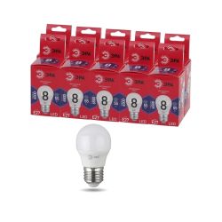Лампа светодиодная ЭРА RED LINE LED P45-8W-865-E27 R 8Вт шар холодный дневной свет E27 | Лампы cветодиодные Шар (G/P)