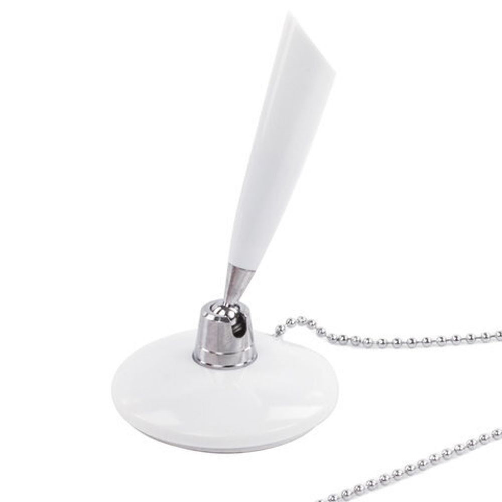 Ручка шариковая настольная BRAUBERG "Стенд-Пен Уайт1", СИНЯЯ, цепочка, корпус белый, линия письма 0,5 мм, 141044