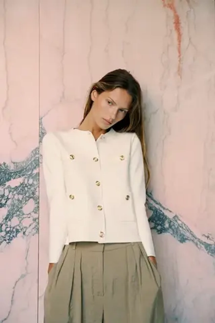 ZARA ОДНОТОННЫЙ КАРДИГАН, ЭКРЮ