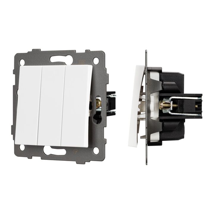 Механизм выключателя трехклавишный непроходной SWT-MK03-PL-WH-V (250V, 10A) Arlight 049896