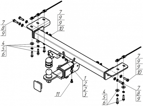 Фаркоп Motodor Chery Tiggo 4 2024- (под квадрат 50х50)(паспорт и сертификат в комплекте)(без электрики) 99023-E