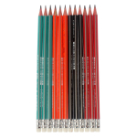 Карандаш ч/г "Полоски" трехгранный с ластиком, 4 цвета микс