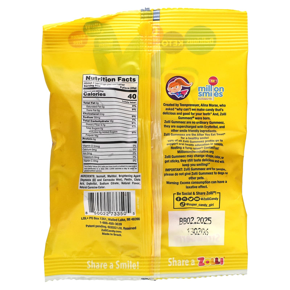 Zollipops, Zolli Gummeez, клубника, 55 г (1,94 унции)