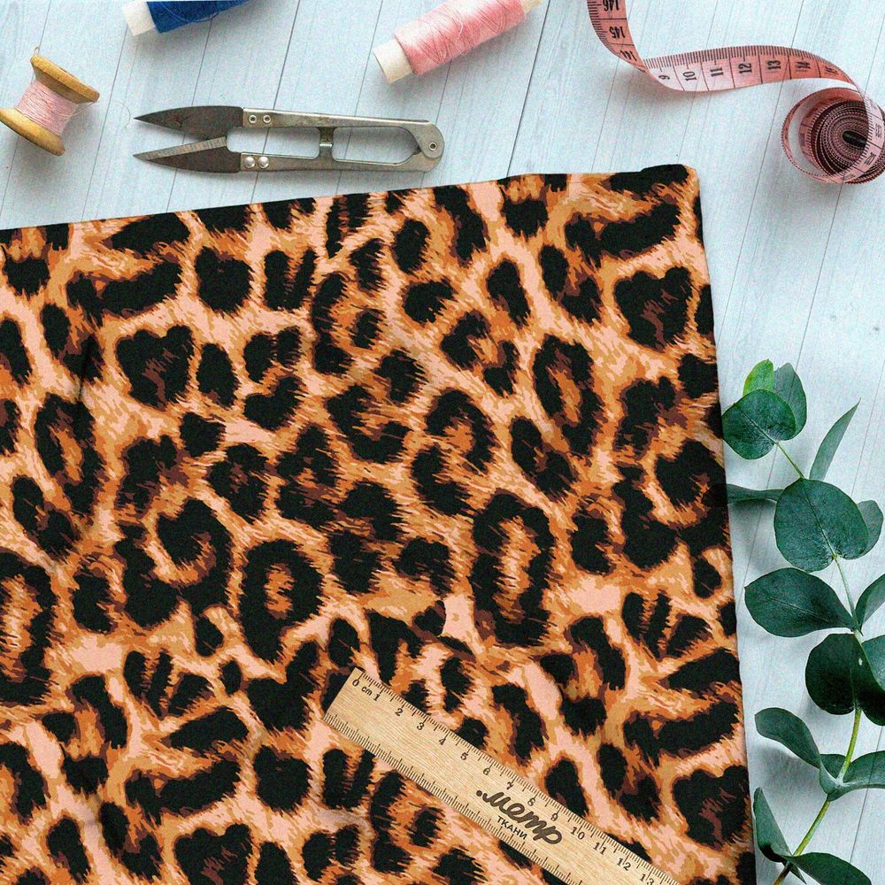 Ткань шифон натуральный леопард