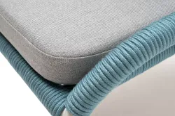 "Милан" стул плетеный из роупа, каркас алюминий светло-серый (RAL7035) шагрень, роуп бирюзовый круглый, ткань светло-серая