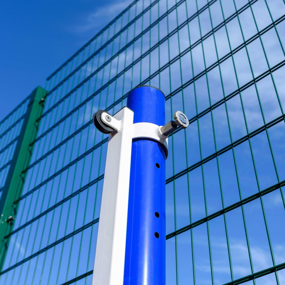 Волейбольные стойки универсальные со стаканами и механизмом натяжения троса ZAVODSPORTA