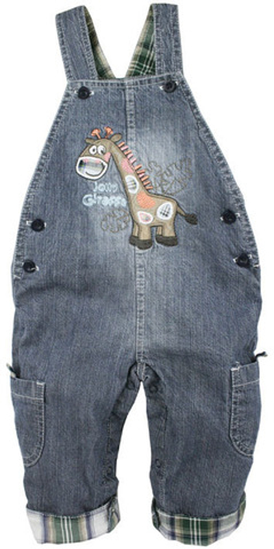 Комбинезон джинсовый утепленный с аппликацией жирафа