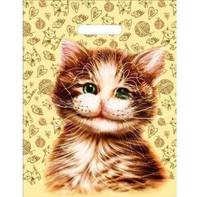 Пакет с прорубной ручкой ПВД 31х40 (60 мкм) "Кузя" лам. (50/500 шт.) Интерпак