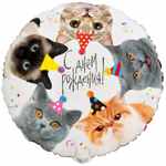 Шар Фольгированный Котики фотографичные (Ассорти)