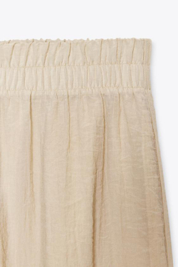 ZARA ШИРОКИЕ БРЮКИ ИЗ ПОЛУПРОЗРАЧНОЙ ЖАТОЙ ТКАНИ, СВЕТЛО-БЕЖЕВЫЙ