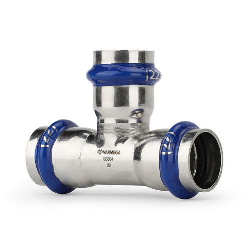 Тройник VARMEGA раструбный Inox Press 15x15x15