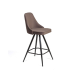 Стул полубарный Oliver поворотный 360 градусов, бархат коричневый 12/ чёрный конус