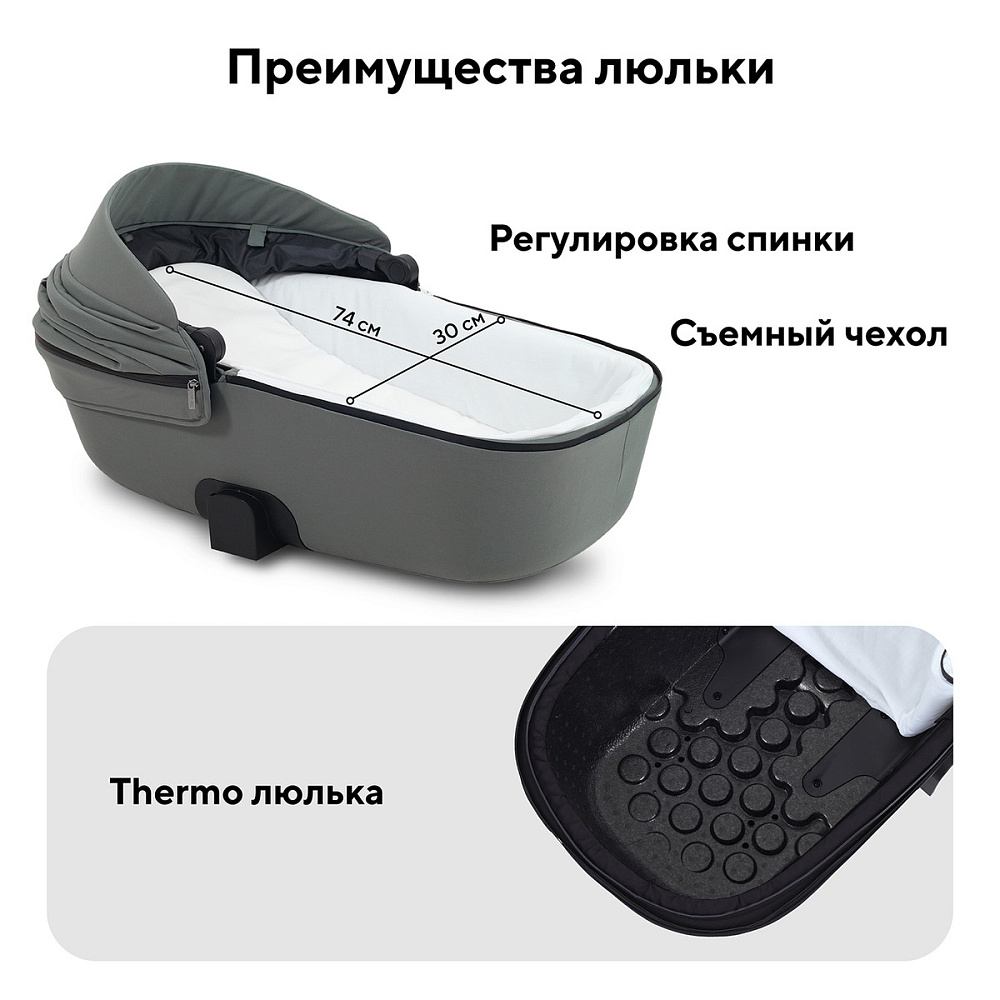Детская коляска Rant Teo Soft 3 в 1 с автокреслом Aster Zero Graphite Olive