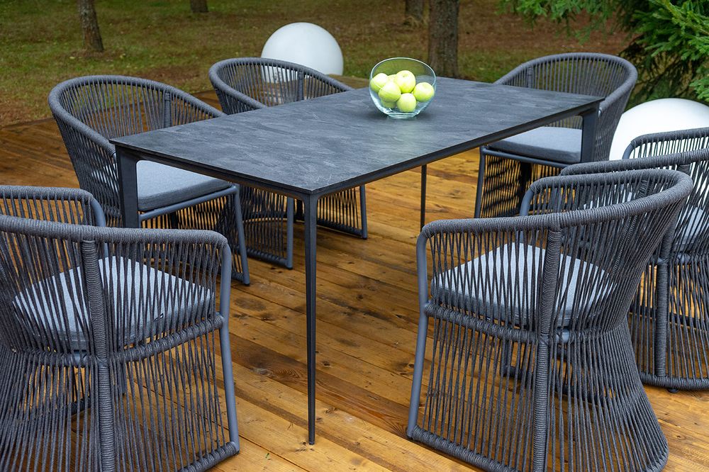 "Романо" обеденная группа на 6 персон, каркас темно-серый, роуп темно-серый