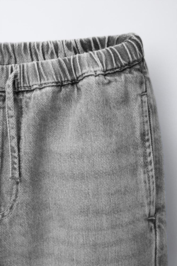 ZARA ДЖИНСЫ С ШИРОКИМИ ШТАНИНАМИ И ШНУРКАМИ, СЕРЫЙ