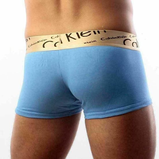 Мужские трусы боксеры голубые с косой резинкой Calvin Klein Bronze Trunks Italics