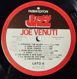 Винтажная виниловая пластинка LP Joe Venuti (Italy 1979)