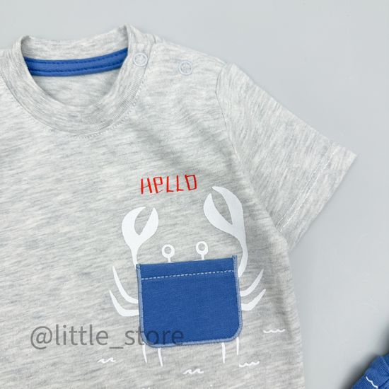 Комплект хлопковый "Cool crab" серый/синий