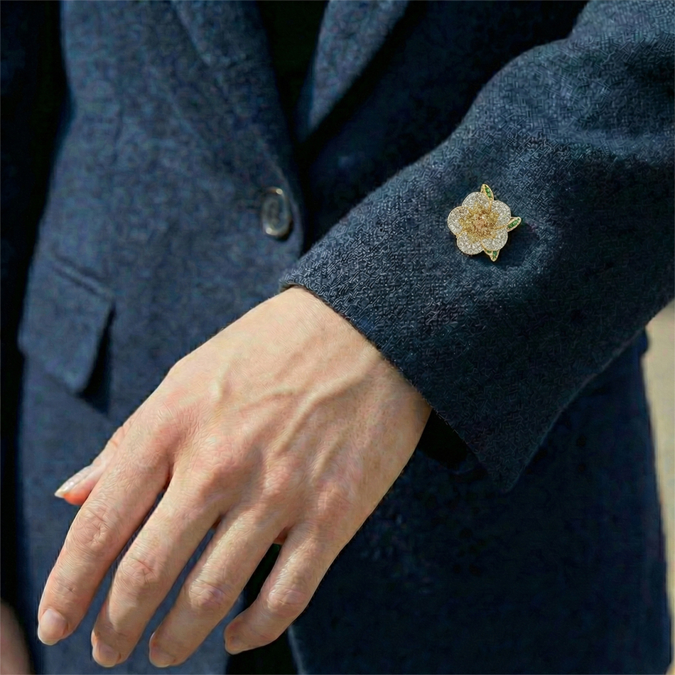 Брошь Fiore Luna Лютик Zircon + магнит XR10596 G