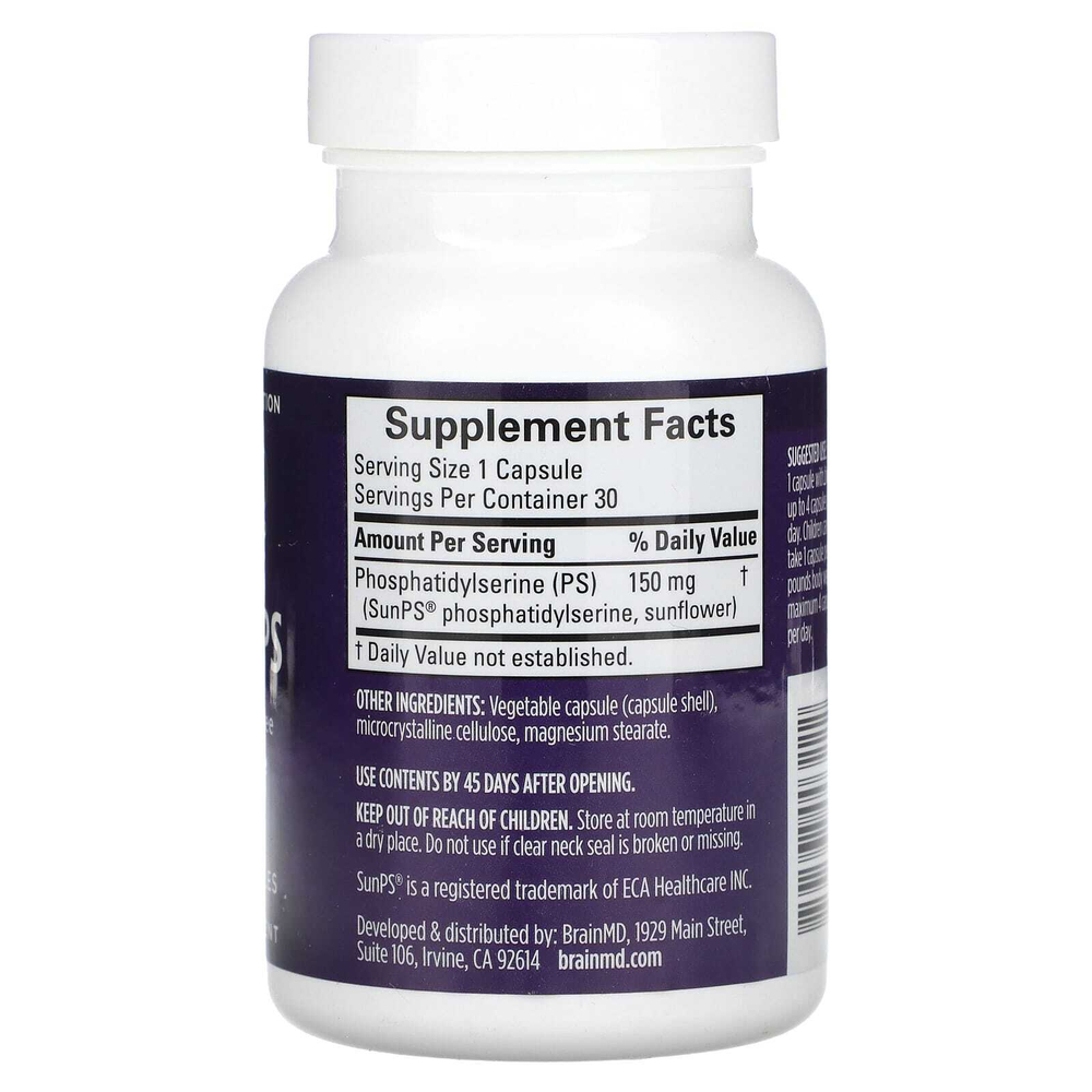 BrainMD, Neuro-PS, 30 веганских капсул (150 мг в 1 капсуле)