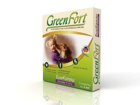 GreenFort БиоКапли от блох для собак 10-25 кг (3 пипетки)