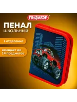 Пенал ПИФАГОР, 1 отделение, полиэстер, 19х13 см, "Monster ca
