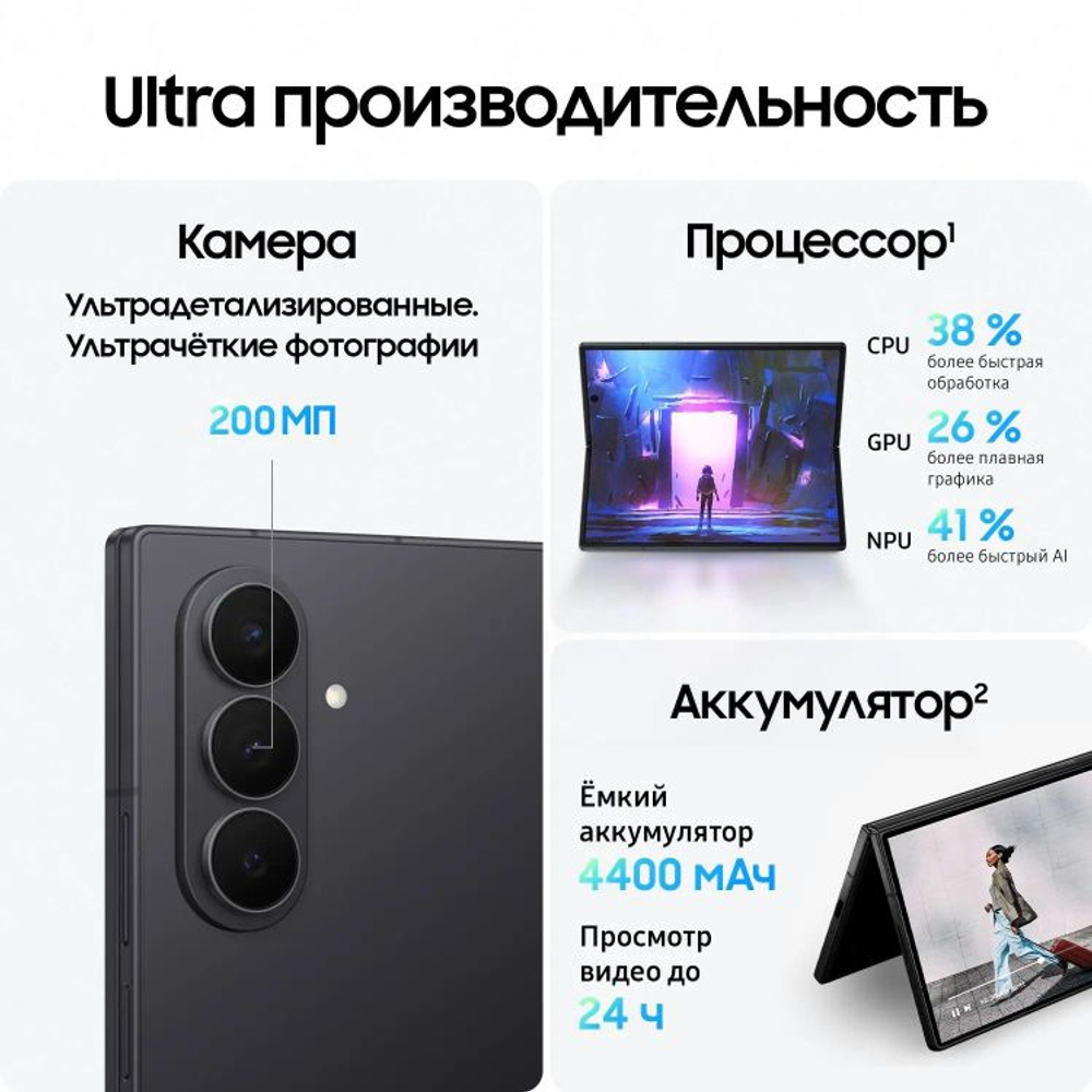 8" Смартфон Samsung Galaxy Z Fold7 12/256Gb,  SM-F966B,  NFC,  AMOLED,  120Гц,  4400мAч,  черный