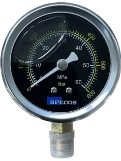 Глицериновый манометр SPECOS 60MPa, 600Bar
