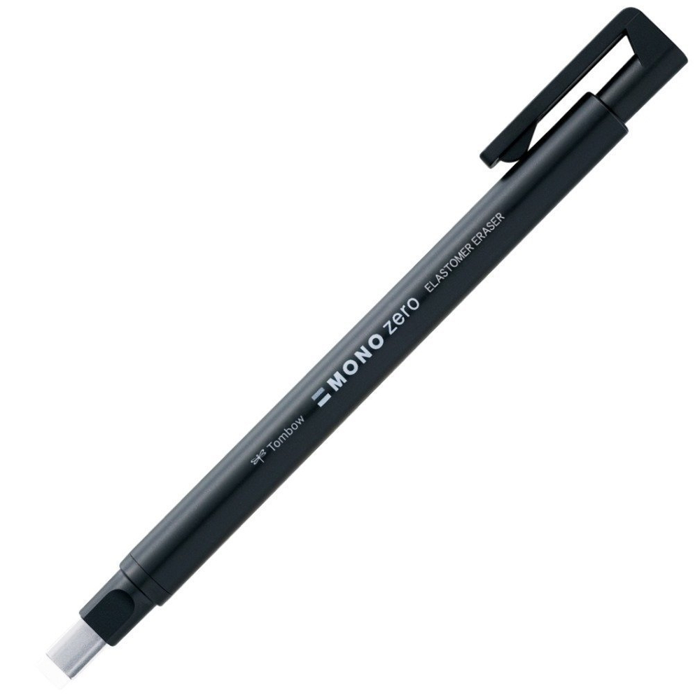 Ручка-ластик Tombow MONO Zero Eraser (прямоугольный наконечник, 2,5х5 мм, черный корпус)