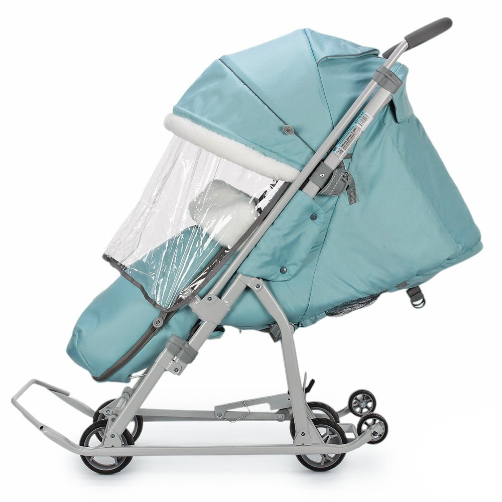 Санки-коляска "Ника детям 7-5" мятный с шишкой (серый каркас)