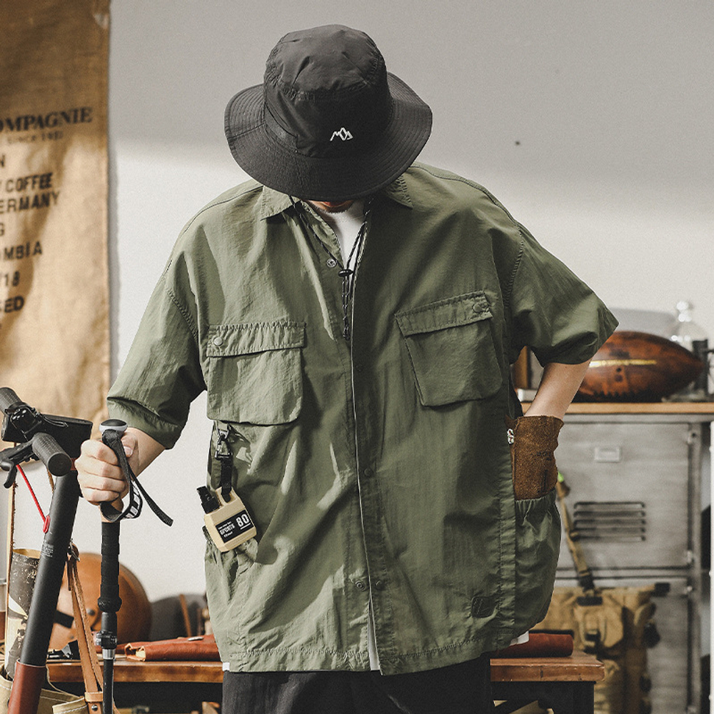 Американская рабочая классическая рубашка с накладными карманами