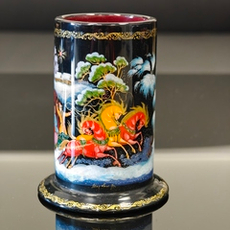 Набор письменный настольный с ручной росписью Палех "Тройка"